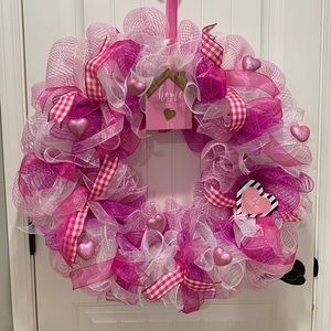 Large pink Valentine’s wreath. 24 x24 inches